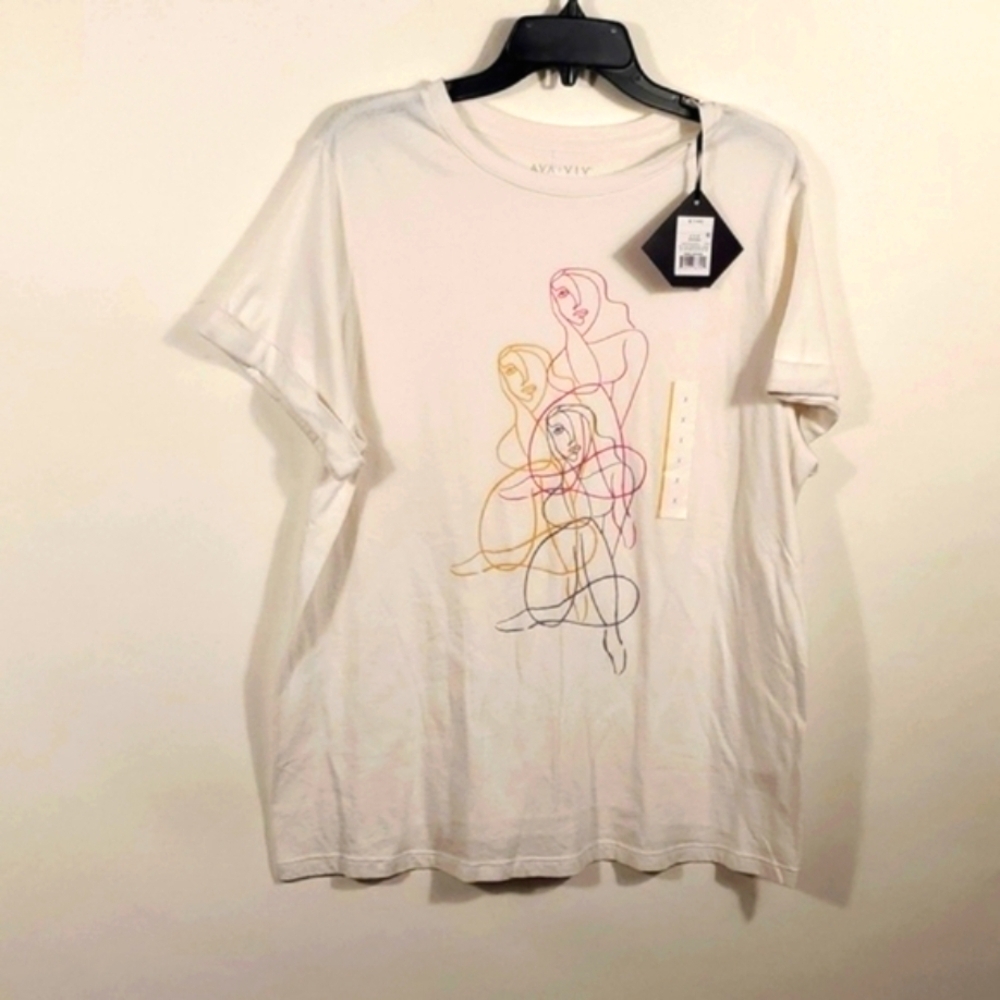 Ava Viva Simple off white printed T-shirt Size 2XL NWTG